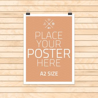 Vector template of frame with poster, placed in interior. Mockup for your posters.